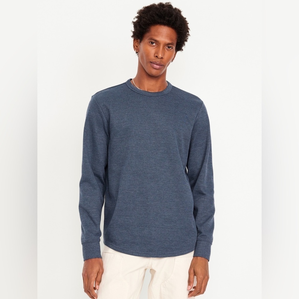Old Navy Men’s Long Sleeve Crewneck Tee - Size Small - Heather Navy Blue